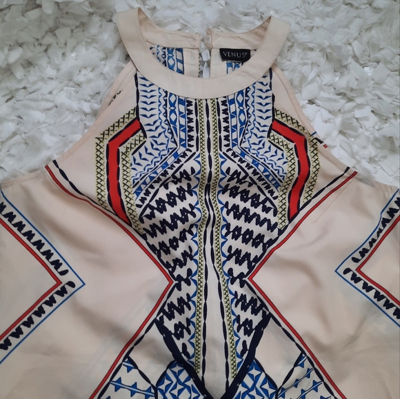 Venus Geometric Print Halter Mini Dress S/M - Picture 3 of 11